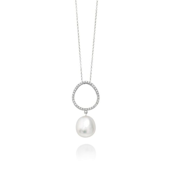 MIMI Collar Victoria oro blanco 18k, diamantes y perlas