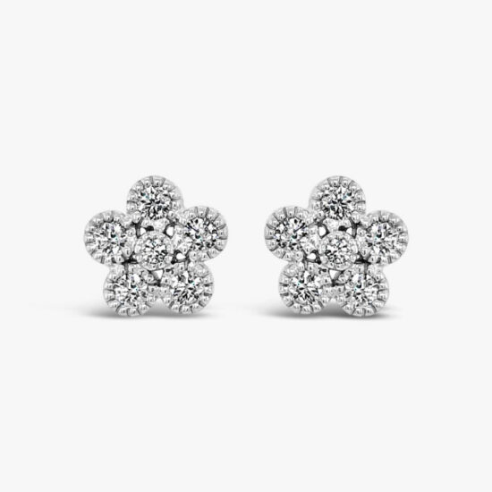 Aretes topos Bauer oro blanco 18K y diamantes