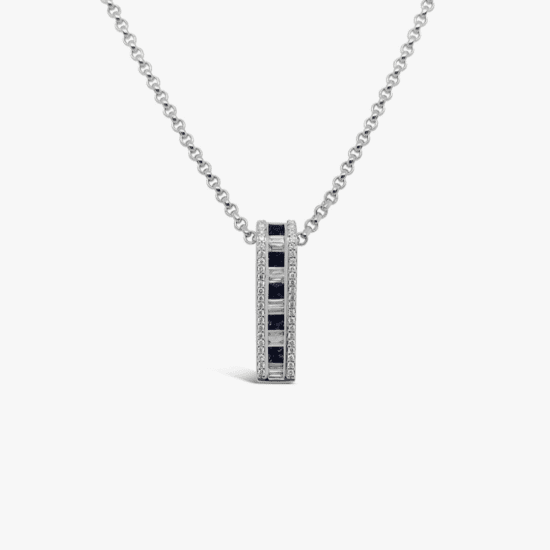 Pendiente zafiros y diamantes baguette - oro blanco