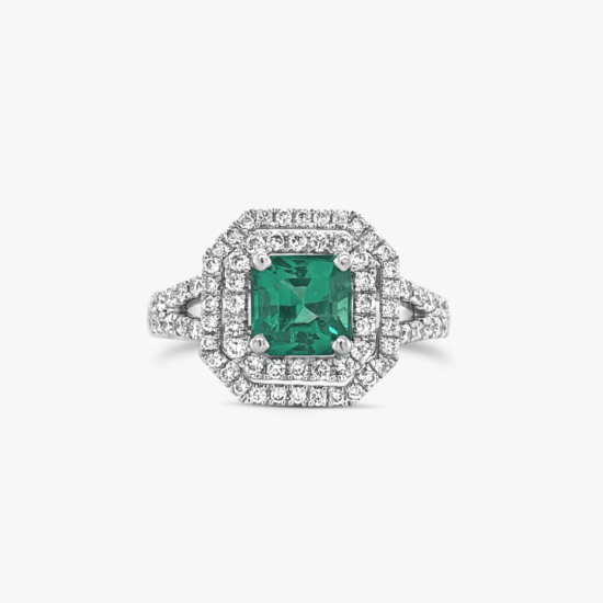 Anillo Bauer Esmeraldas Platino 18k, esmeraldas y diamantes