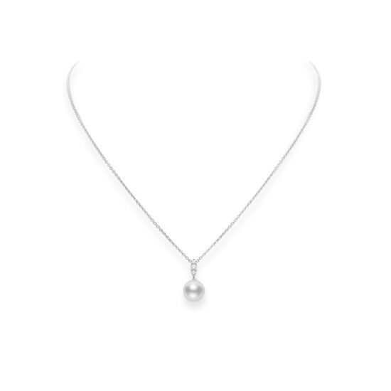 Collar con pendiente mikimoto oro blanco 18k, perla Akoya y diamantes