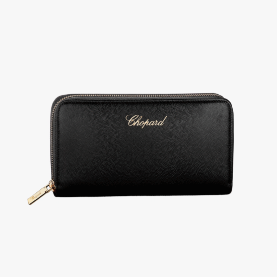 Billetera Chopard  Classic con cremallera - Cuero caviar negro