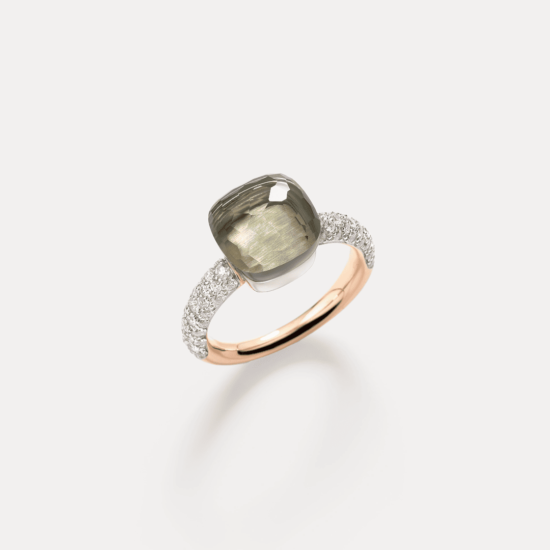 Anillo Pomellato Nudo Classi Oro Rosa 18k, Prasiolita, Diamantes