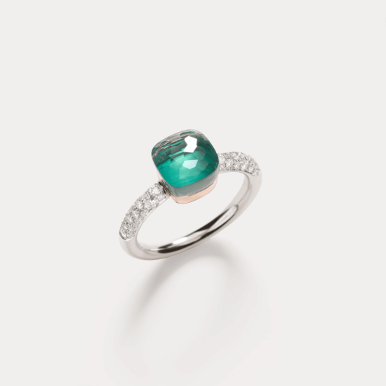 Anillo Pomellato Nudo Petit Oro Blanco 18k y Topacio azul