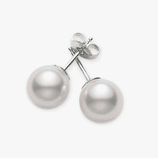 Aretes topos Mikimoto Everyday Essentials oro blanco 18k y perlas