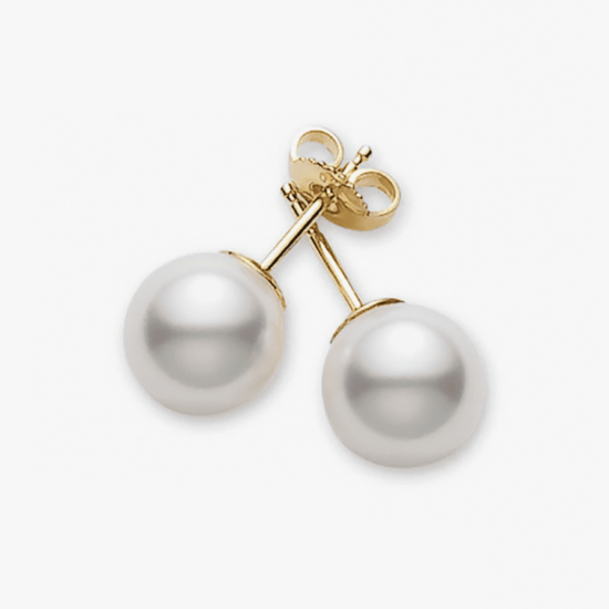 Aretes topos Mikimoto Everyday Essentials oro amarillo 18k y perlas
