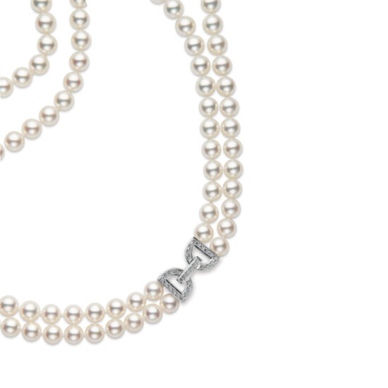Collar doble hilera Mikimoto Everyday Essentials oro blanco 18k, perlas y diamantes
