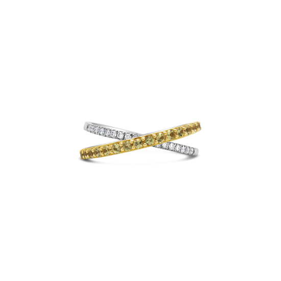 Anillo Bauer oro blanco 18k, zafiros y diamantes