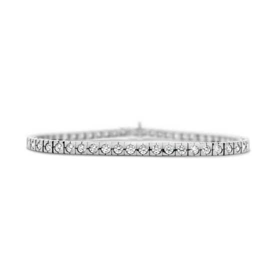 Pulsera tennis al bisel Bauer oro blanco 18K y diamantes