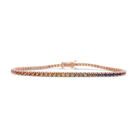 Pulsera tennis Bauer Rainbow oro rosa 18K y zafiros de colores