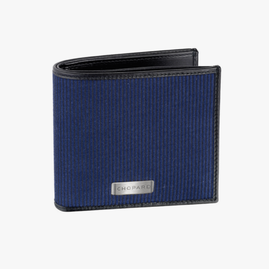 Billetera Chopard Il Classico Small en tela y cuero – Azul/Negro