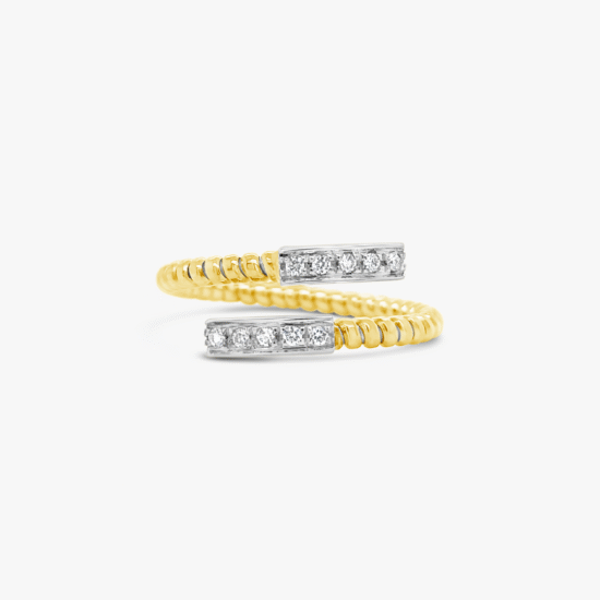 Anillo cruzado Bauer oro amarillo 18K, oro blanco 18K y diamantes
