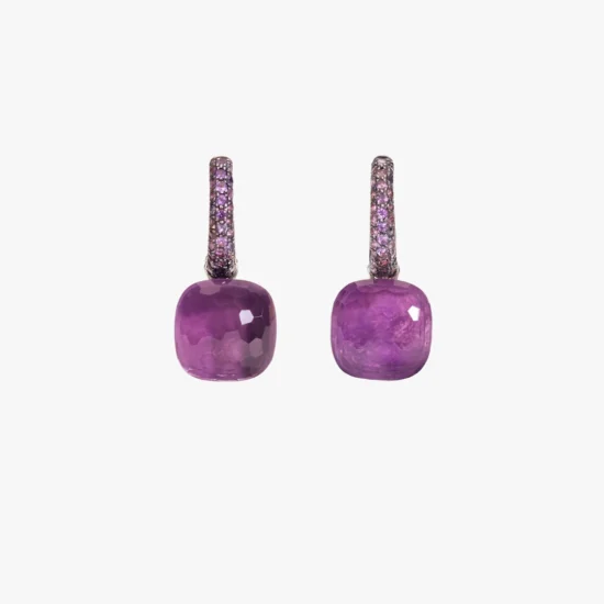 Aretes nudo clasicc amatista/jade con pavé amatista en aro