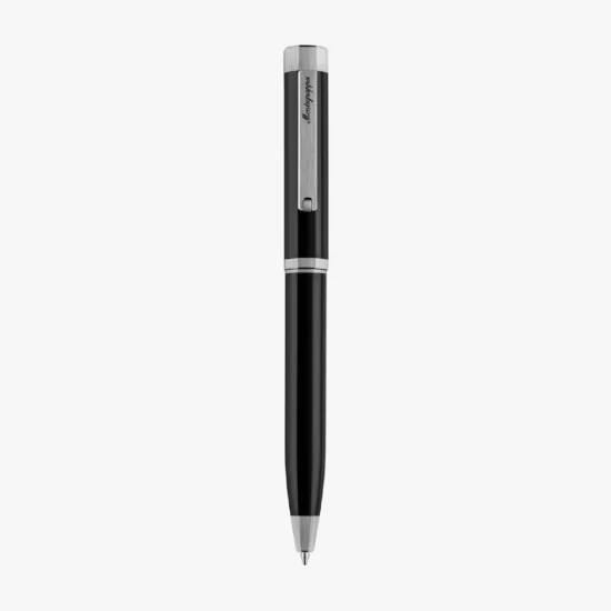 Bolígrafo Montegrappa Otto acero, resina negra y paladio