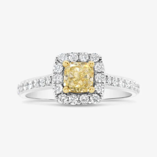 Anillo Fancy Yellow Bauer oro blanco 18K y diamantes