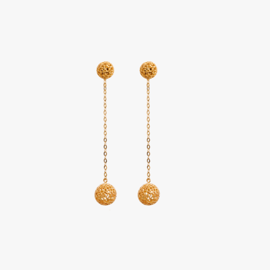 Aretes Jackets esferas colgantes de filigrana caracol Bauer Herencias oro amarillo 18K y esmeraldas