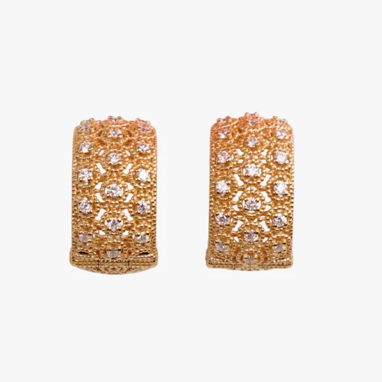 Aretes candongas cielo estrellado de filigrana Bauer Herencias oro amarillo 18K y diamantes