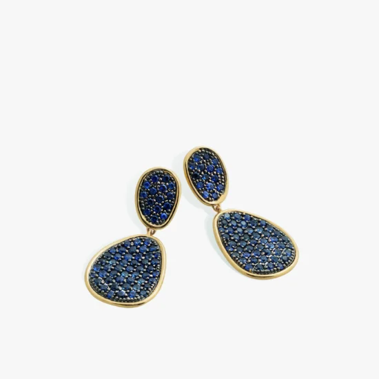 Aretes doble gota Marco Bicego Lunaria oro amarillo 18K y zafiros