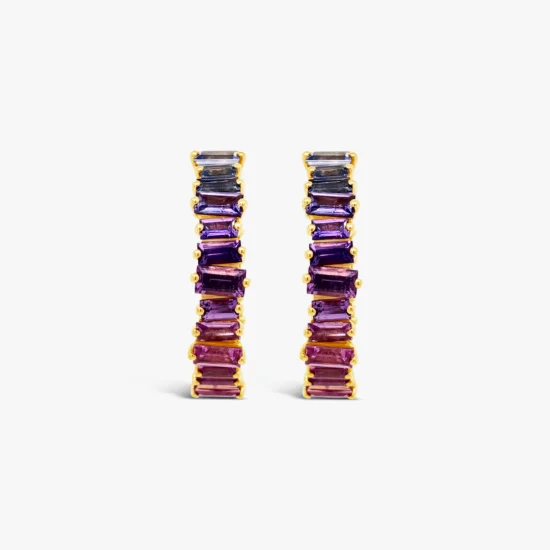 Aretes candongas rainbow Bauer oro amarillo 18K y zafiros de colores