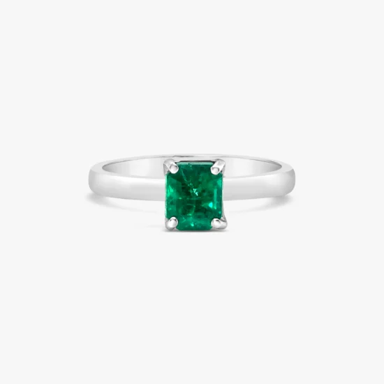 Anillo solitario Bauer Esmeraldas oro blanco 18K y esmeralda