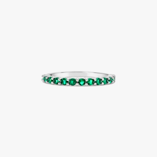 Anillo engaste medio Bauer Esmeraldas oro blanco 18K y esmeraldas
