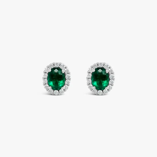 Aretes topos Bauer Esmeraldas oro blanco 18K, esmeraldas y diamantes