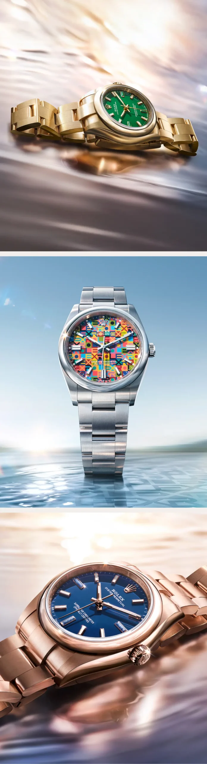 rolex oyster perpetual timeless m276208 0002 and m126000 0012 and m124205 0002 portrait