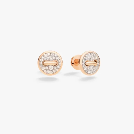 Aretes Pomellato Pom Pom Dot de Oro Rosa  de 18K con Pavé de Diamantes