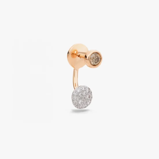 Arete Pomellato Sabbia de Oro Rosa con diamante marrón y pavé de diamantes blancos