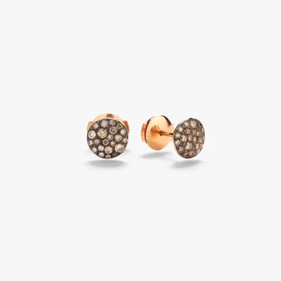Aretes Pomellato Sabbia de Oro Rosa de 18K con pavé de diamantes marrón