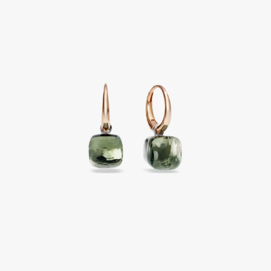 Aretes Pomellato Nudo Petit de Oro Rosa y Oro Blanco de 18K con Prasiolita