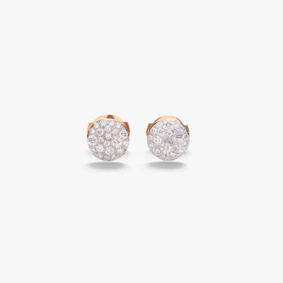 Aretes Pomellato Sabbia de Oro Rosa de 18K con pavé de diamantes