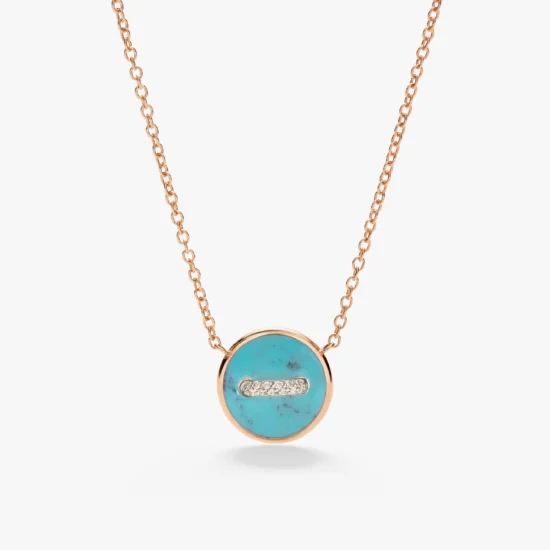 Collar Pomellato Pom Pom Dot de Oro Rosa de 18K con Turquesa y Diamantes
