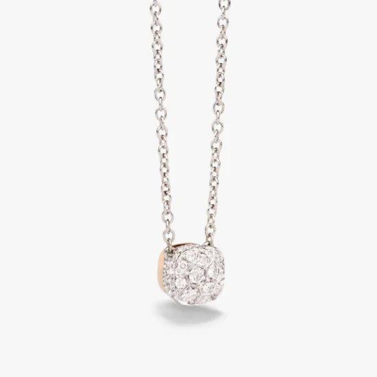 Collar Pomellato Nudo de Oro Rosa y Oro Blanco de 18K con Pavé de Diamantes