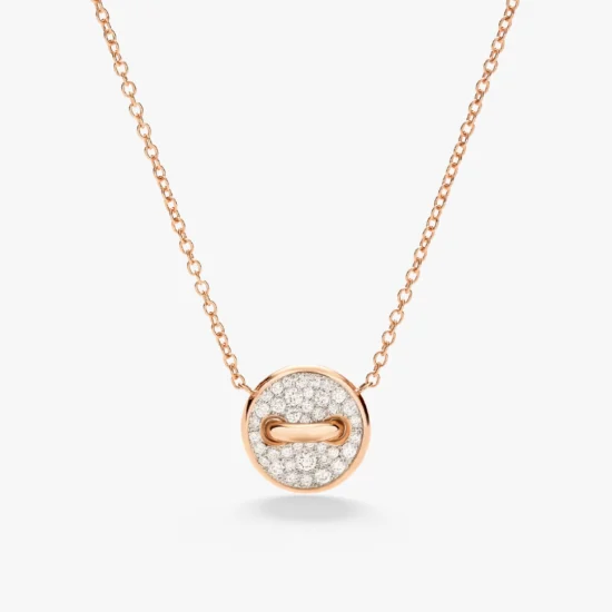Collar Pomellato Pom Pom Dot de Oro Rosa de 18K con Madre Perla y Diamantes