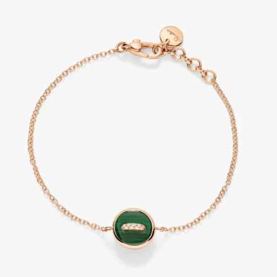 Pulsera Pomellato Pom Pom Dot de Oro Rosa de 18K con Malaquita y Diamantes