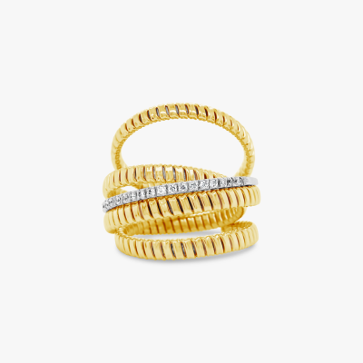 Anillo argollas entrelazadas Bauer oro amarillo 18K, oro blanco 18K y diamantes 1