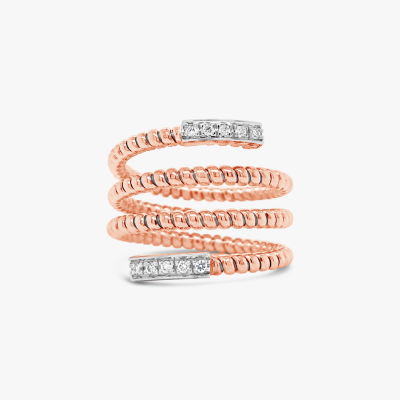 Anillo espiral Bauer oro rosa 18K, oro blanco 18K y diamantes 1