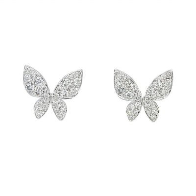 Bauer - Aretes topos MiMi Farfalla oro blanco 18K y diamantes