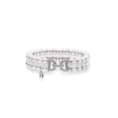 Bauer Pulsera mikimoto oro blanco 18K, perlas akoya y diamantes