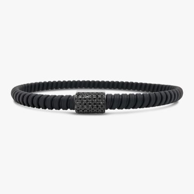 Pulsera bangle dual Bauer oro blanco 18K, polímero elástico y diamantes 1