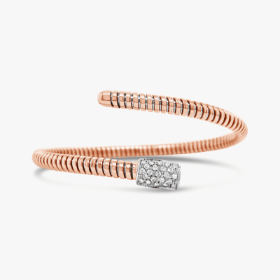 Pulsera bangle dual Bauer oro rosa 18K, oro blanco 18K y diamantes 1