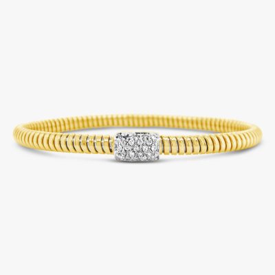 Pulsera bangle sencilla Bauer oro amarillo 18K, oro blanco 18K y diamantes 1